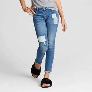 Cat & Jack Girls' Blue Patched Super Stretch Skinny Jegging Jeans, Size 4.